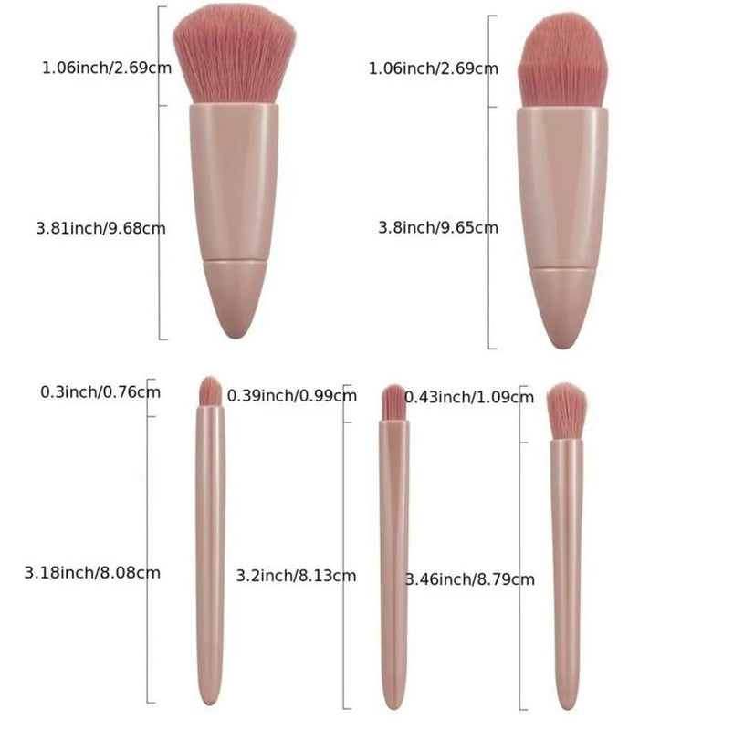 5 Pcs Compact Portable Makeup Brushes Set with Mirror 