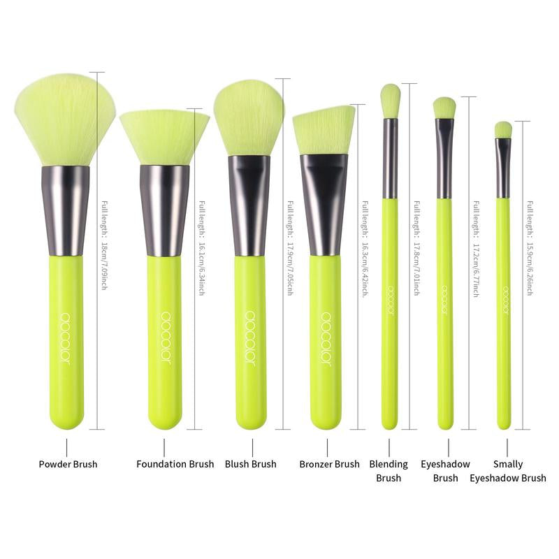  10 Piece Makeup Brush set by Docolor  (Neon Green)
