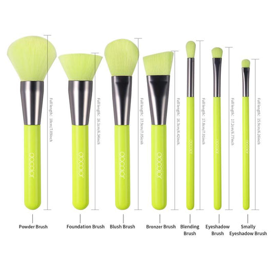  10 Piece Makeup Brush set by Docolor  (Neon Green)