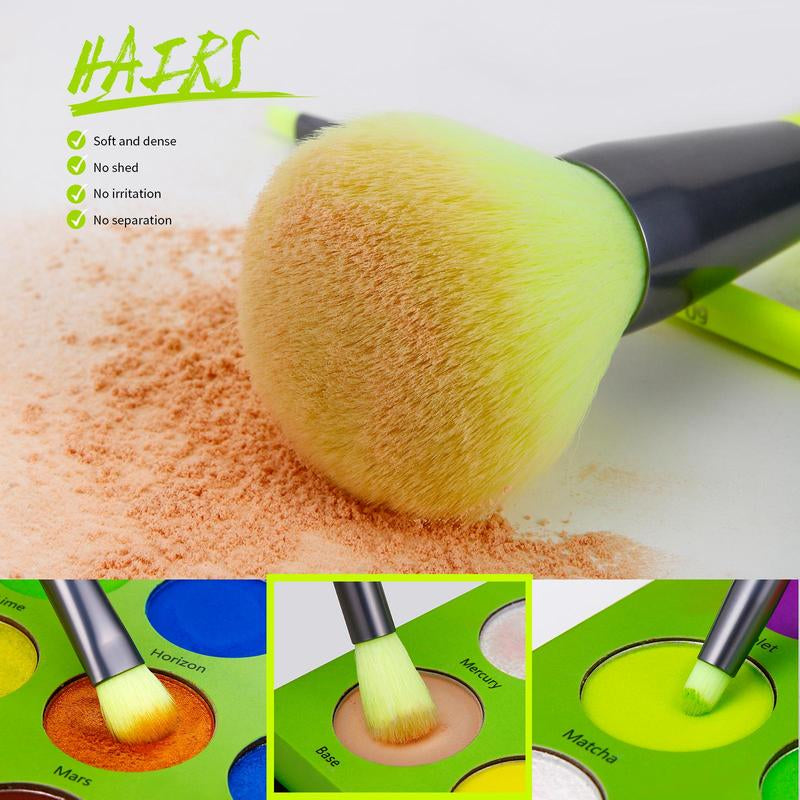  10 Piece Makeup Brush set by Docolor  (Neon Green)